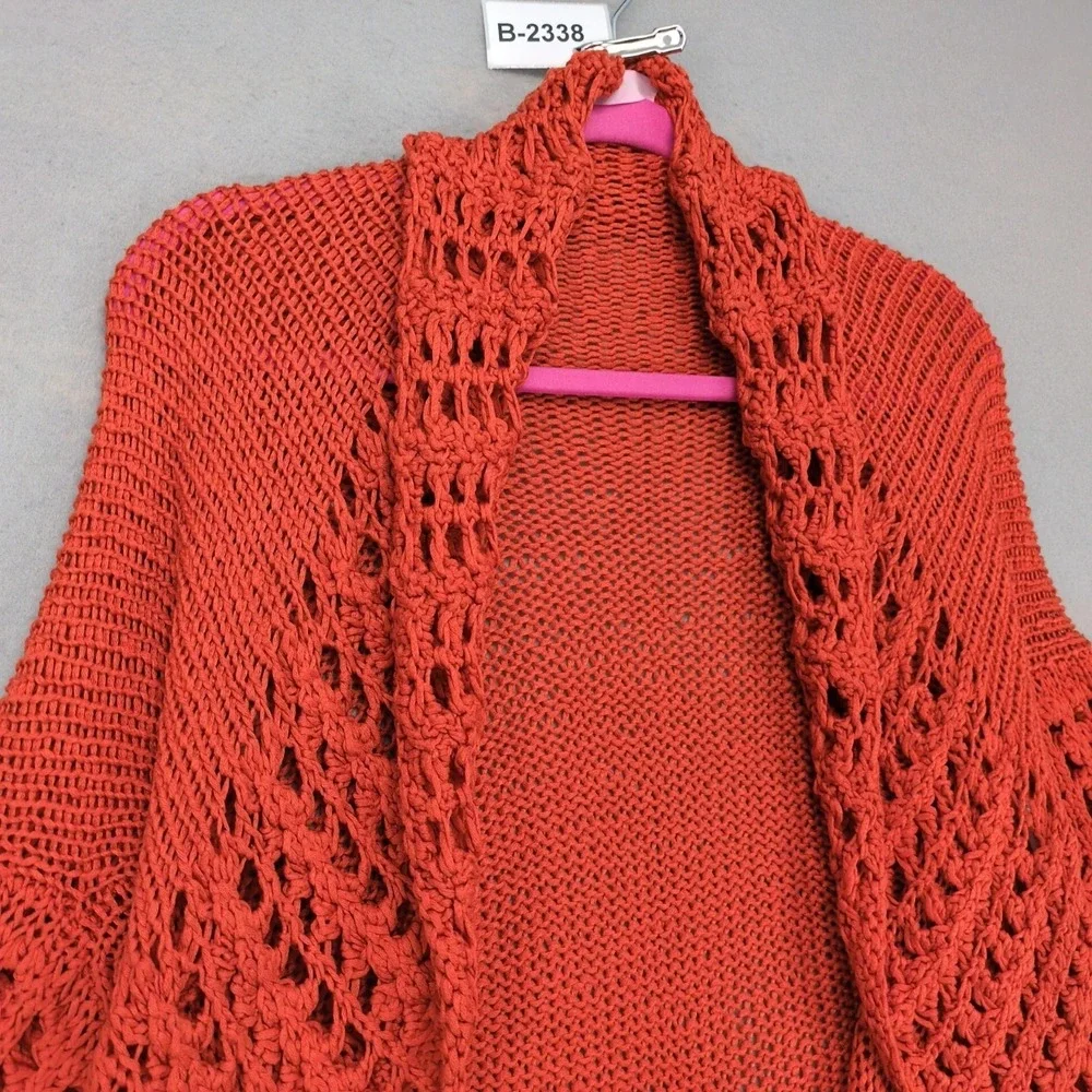 Vintage Y2K Vigoss Bonwee Orange Open Knit Wrap Sweater Womens OS Crochet Boho